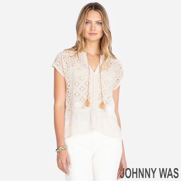 Johnny Was **NWT** Leith Lace Eyelet Top in Natural - Picture 6 of 8